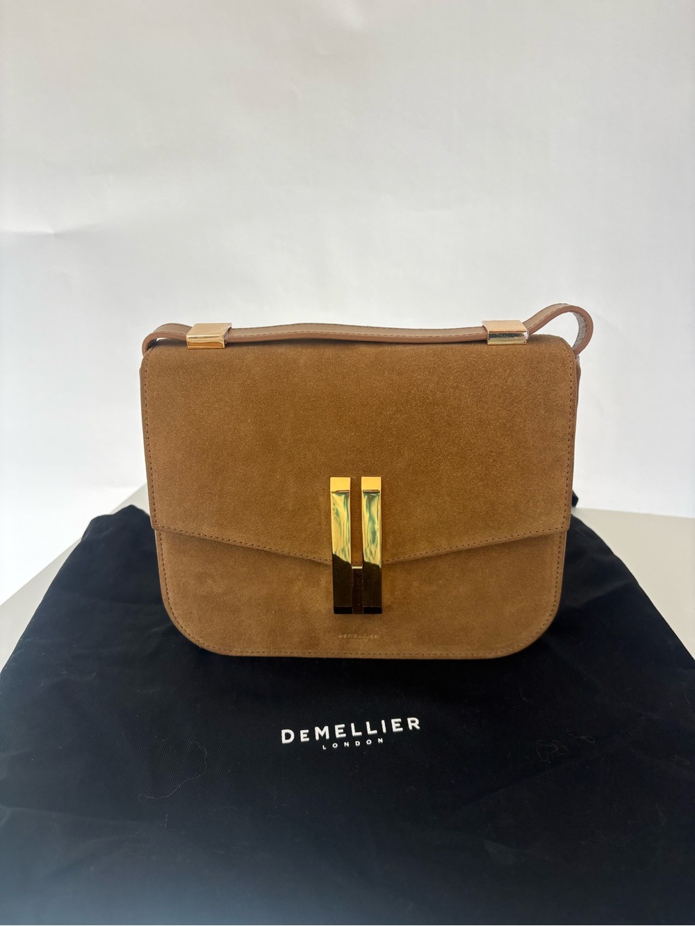 DeMellier Brown Suede Crossbody with Gold Hardware